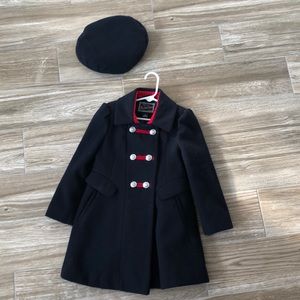 ROTHSCHILD Union Black wool Dress Coat with red lining collar /buttons Girls 5